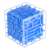 Blue 3D cube maze puzzle game with metal ball
