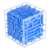 Blue 3D cube maze puzzle game with metal ball