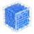 Blue 3D cube maze puzzle game with metal ball