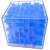 Blue 3D cube maze puzzle game with metal ball