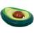 Inflatable avocado pool float with a brown ball inside, green and yellow colors