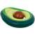 Inflatable avocado pool float with a brown ball inside, green and yellow colors