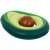 Inflatable avocado pool float with a brown ball inside, green and yellow colors