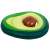 Inflatable avocado pool float with a brown ball inside, green and yellow colors