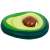 Inflatable avocado pool float with a brown ball inside, green and yellow colors