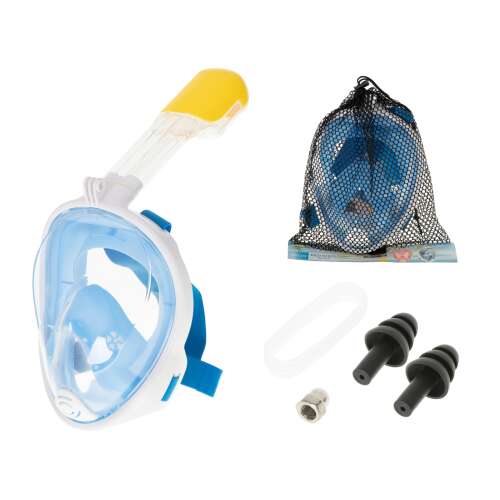Full face snorkel mask with snorkel, earplugs, and carrying bag