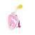 Pink and white full face snorkeling mask with yellow snorkel, S/M size