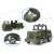 Green plastic toy military jeep with black wheels