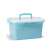 Blue plastic storage box with a handle