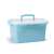 Blue plastic storage box with a handle