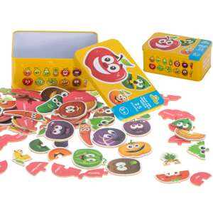 Puzzle owocowo-warzywne 25 elementów, zabawna i edukacyjna gra dla dzieci, z kolorowymi owocami i warzywami o śmiesznych twarzach - Puzzle Baba