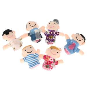 Set of 6 Plush Finger Puppets, family members for creative play - Puppet Toy