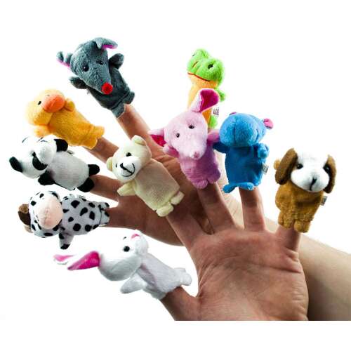Set of 10 puppet plush animal mascots