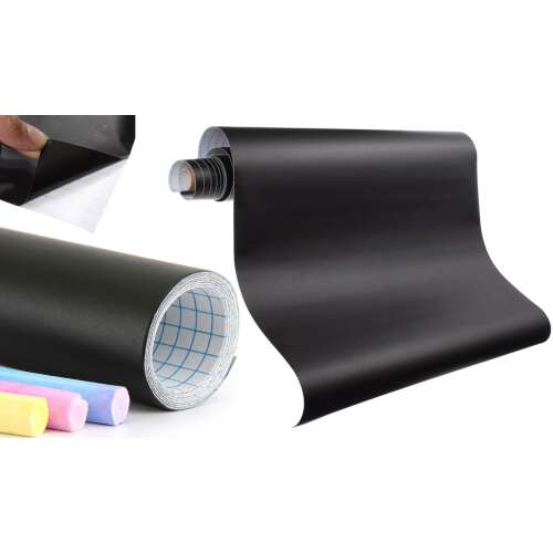 Black chalkboard sticker roll with chalk, 45cm x 200cm, self-adhesive, for kitchen, home, office, kids room