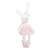 Weißer Plüsch-Ballerina-Hase in rosa Kleid, 42cm