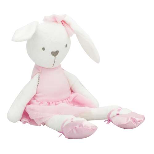 Weißer Plüsch-Ballerina-Hase in rosa Kleid, 42cm
