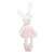 Weißer Plüsch-Ballerina-Hase in rosa Kleid, 42cm