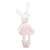 Weißer Plüsch-Ballerina-Hase in rosa Kleid, 42cm