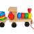 Locomotivă de tren din lemn cu blocuri colorate, mașină cu blocuri de construcție geometrice