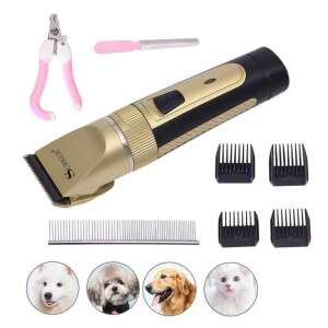 Surker SK-910 pet hair clipper kit for dogs and cats, includes 4 combs, nail clippers, and a file - Surker