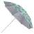 Ikonka 1.8m foldable beach umbrella with green leaf pattern, angled view