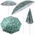 Ikonka 1.8m foldable beach umbrella with green leaf pattern, multiple views