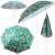 Ikonka 1.8m folding beach parasol with green leaf design, multiple views
