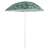 Ikonka 1.8m foldable beach umbrella with green leaf pattern, side view