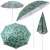 Ikonka 1.8m foldable beach umbrella with green leaf pattern, multiple views