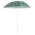 Ikonka 1.8m foldable beach umbrella with green leaf pattern, top view