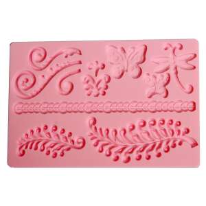 Szilikon öntőforma - indák és lepkék 20*12,5*0,8cm 27552