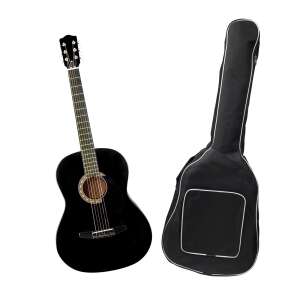 IdeallStore® Klasszikus gitár, fekete, 95 cm, 4/4 méret, tokkal, kollázs - Művészet & Hobbi