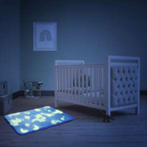 Blue dinosaur glow in the dark rug for kids room, 60x40 cm - Bewello