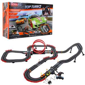 Top Turbo 1:43 Scale Slot Racing Set, 3 in 1 Track, 2 Cars, 2 Controllers, Lights and Sounds - Motorway & Parking Garage
