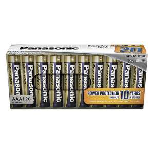 20 darabos Panasonic AAA alkáli elem, mindennapi energia, hosszú élettartam, 10 évig tartó energiavédelem - Panasonic