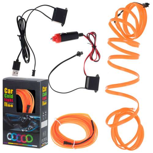 LED ambientné svetlo do auta / auto USB / 12V páska 5m oranžová 77953534