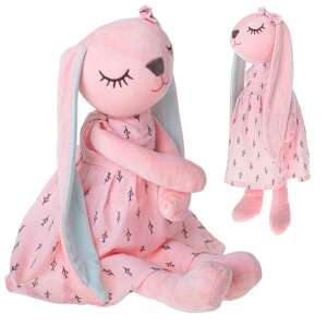 Pink plush bunny rabbit with a dress, 52cm, perfect for cuddling and playing - JM
