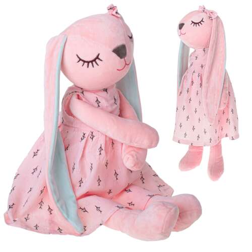 Pink plush bunny rabbit with a dress, 52cm, perfect for cuddling and playing