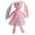Front view of a pink plush bunny rabbit with a dress, 52cm