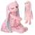 Pink plush bunny rabbit with a dress, 52cm, perfect for cuddling and playing