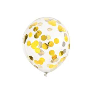 Priehľadné balóniky s konfetovými kruhmi zlaté 30 cm 66826979 Balóny