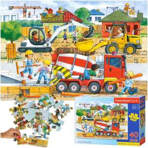 Castorland Construction Site Maxi Puzzle, 40 pieces, extra big, for kids, showing the completed puzzle - Puzzle