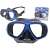 Black and blue diving mask with clear lenses, diving mask packaging