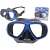 Black and blue diving mask with clear lenses, diving mask packaging