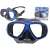 Black and blue diving mask with clear lenses, diving mask packaging