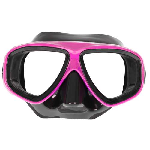 Pink and black diving mask with clear lenses