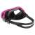 Pink and black diving mask with clear lenses and adjustable strap