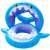 Ikonka inflatable shark swim ring with canopy for babies, blue