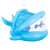 Ikonka inflatable shark swim ring with canopy for babies, blue