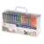140 pack of colorful glitter gel pens in a clear plastic case with a handle